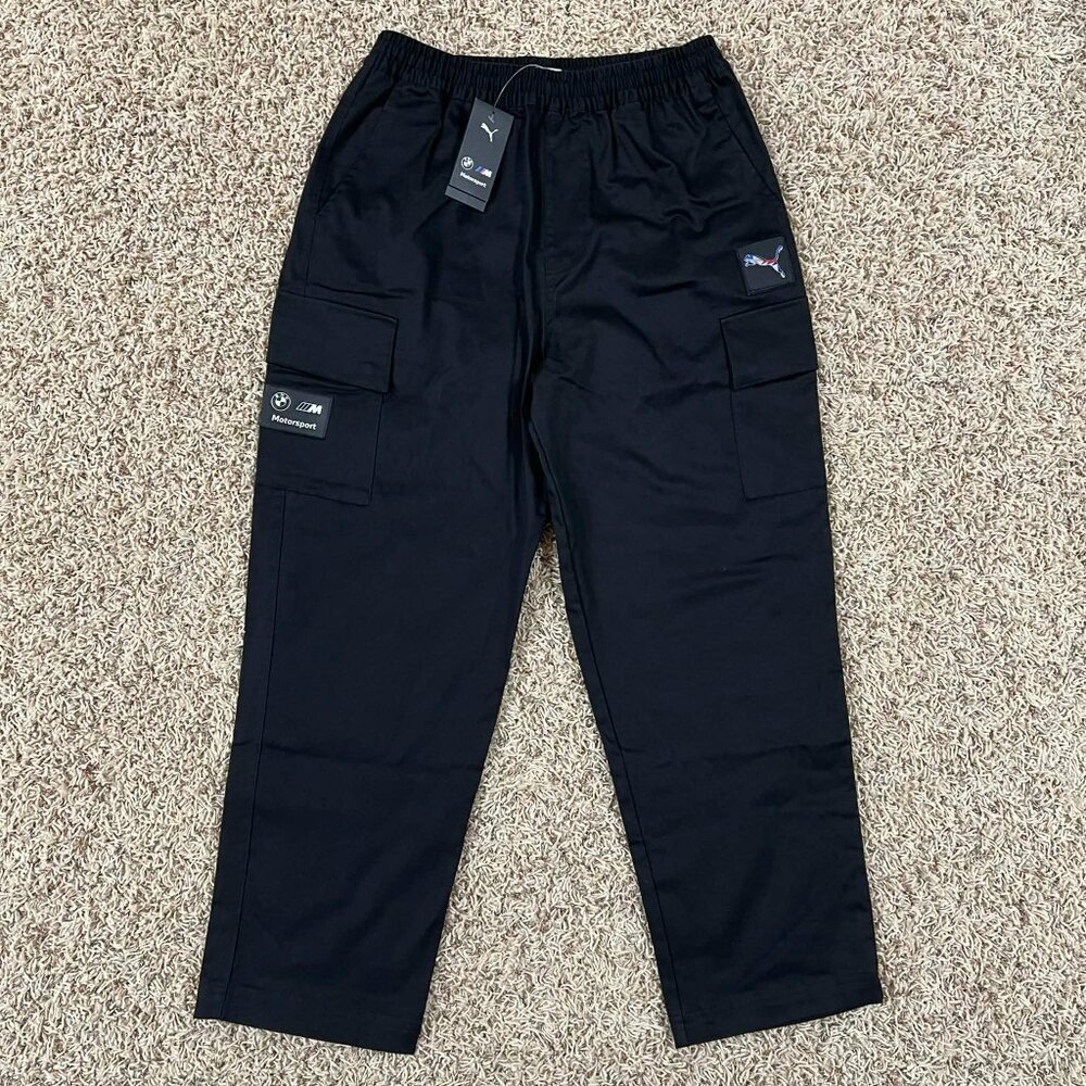PUMA BMW Motorsport Men's Relaxed Fit Cargo Pants Black, Size Medium (New)